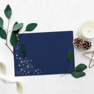 100x Weihnachts-Briefumschläge - DIN B6 - mit Silber-Metallic geprägtem Sternenregen -Farbe: dunkelblau, Nassklebung, 110 g/m² - 120 x 176 mm - Marke: GUSTAV NEUSER