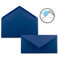 100 Brief-Umschläge Dunkel-Blau / Nachtblau DIN Lang - 110 x 220 mm (11 x 22 cm) - Nassklebung ohne Fenster - Ideal für Einladungs-Karten - Serie FarbenFroh
