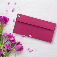 25 Brief-Umschläge DIN Lang - Amarena-Rot gerippt - 110 g/m² - 11 x 22 cm - sehr formstabil - Haftklebung - Qualitätsmarke: FarbenFroh by GUSTAV NEUSER