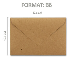 100x - Brief-Umschläge B6 mit Gold Innenfutter - 12,5 x 17,6 cm  - Kraft-Papier braun Recycling Nassklebung - Vintage - UmWelt by GUSTAV NEUSER