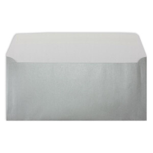 50 Silber-Metallic Brief-Umschläge DIN Lang - 11 x 22 cm - Haftklebung - glänzende Kuverts für große Einladungen und Karten, Hochzeit & Weihnachten