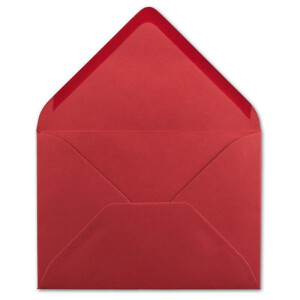 50x Brief-Umschläge Format B6 - Rosen-Rot- 12 x 17,5 cm - Nassklebung mit spitzer Klappe - 110 g/m² - Einladungs-Kuverts