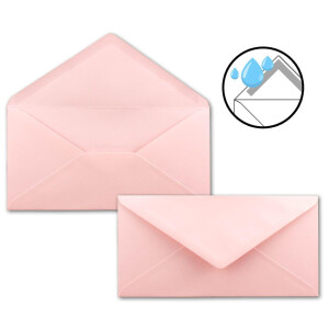 50 Brief-Umschläge Rosa DIN Lang - 110 x 220 mm (11 x 22 cm) - Nassklebung ohne Fenster - Ideal für Einladungs-Karten - Serie FarbenFroh