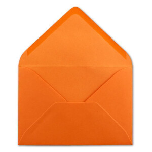 50x Brief-Umschläge Format B6 - Orange- 12 x 17,5 cm - Nassklebung mit spitzer Klappe - 110 g/m² - Einladungs-Kuverts