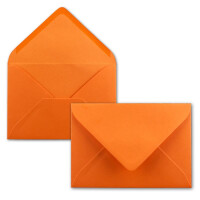 50x Brief-Umschläge Format B6 - Orange- 12 x 17,5 cm - Nassklebung mit spitzer Klappe - 110 g/m² - Einladungs-Kuverts