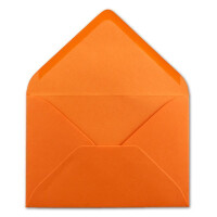 50x Brief-Umschläge Format B6 - Orange- 12 x 17,5 cm - Nassklebung mit spitzer Klappe - 110 g/m² - Einladungs-Kuverts