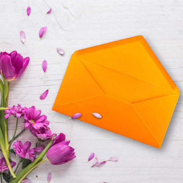 50 Brief-Umschläge Orange DIN Lang - 110 x 220 mm (11 x 22 cm) - Nassklebung ohne Fenster - Ideal für Einladungs-Karten - Serie FarbenFroh
