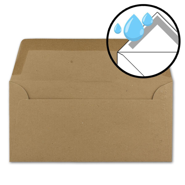 25x Kraftpapier Briefumschläge mit Metallic Sternen - DIN Lang - Gold geprägter Sternenregen - Farbe: Braun - Nassklebung - 120 g/m² - 110 x 220 mm - ideal für Weihnachten