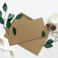 25x Kraftpapier Briefumschläge mit Metallic Sternen - DIN Lang - Gold geprägter Sternenregen - Farbe: Braun - Nassklebung - 120 g/m² - 110 x 220 mm - ideal für Weihnachten