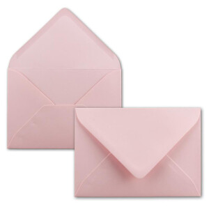 50x Brief-Umschläge Format B6 - Rosa- 12 x 17,5 cm - Nassklebung mit spitzer Klappe - 110 g/m² - Einladungs-Kuverts