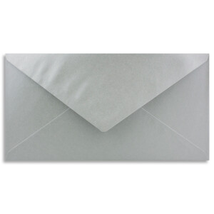 50 Brief-Umschläge Silber Metallic DIN Lang - 110 x 220 mm (11 x 22 cm) - Nassklebung ohne Fenster - Ideal für Einladungs-Karten - Serie FarbenFroh