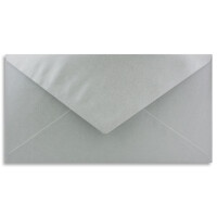 50 Brief-Umschläge Silber Metallic DIN Lang - 110 x 220 mm (11 x 22 cm) - Nassklebung ohne Fenster - Ideal für Einladungs-Karten - Serie FarbenFroh