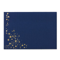 25x Weihnachts-Briefumschläge - DIN B6 - mit Gold-Metallic geprägtem Sternenregen -Farbe: dunkelblau, Nassklebung, 110 g/m² - 120 x 176 mm - Marke: GUSTAV NEUSER