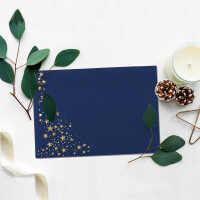 25x Weihnachts-Briefumschläge - DIN B6 - mit Gold-Metallic geprägtem Sternenregen -Farbe: dunkelblau, Nassklebung, 110 g/m² - 120 x 176 mm - Marke: GUSTAV NEUSER