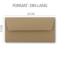 50x Kraftpapier Umschläge DIN Lang - Braun ÖKO - Haftklebung selbstklebend 11 x 22 cm - 120 g/m² Briefumschläge ohne Fenster aus Recycling Papier - von NEUSER PAPIER