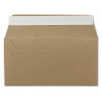 50x Kraftpapier Umschläge DIN Lang - Braun ÖKO - Haftklebung selbstklebend 11 x 22 cm - 120 g/m² Briefumschläge ohne Fenster aus Recycling Papier - von NEUSER PAPIER