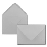 25x Brief-Umschläge Format B6 - Hell-Grau- 12 x 17,5 cm - Nassklebung mit spitzer Klappe - 110 g/m² - Einladungs-Kuverts