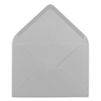 25x Brief-Umschläge Format B6 - Hell-Grau- 12 x 17,5 cm - Nassklebung mit spitzer Klappe - 110 g/m² - Einladungs-Kuverts