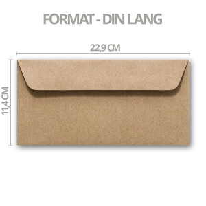 25 Kraftpapier Umschläge DIN Lang - Braun ÖKO Vintage- Haftklebung 11,4 x 22,9 cm - Briefumschläge ohne Fenster aus Recycling Papier - Vintage Kuvert aus 100% naturbelassenem Material