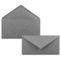 50 Brief-Umschläge Dunkel-Grau / Graphit DIN Lang - 110 x 220 mm (11 x 22 cm) - Nassklebung ohne Fenster - Ideal für Einladungs-Karten - Serie FarbenFroh