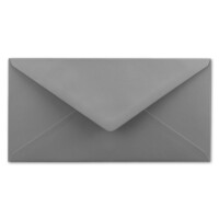 50 Brief-Umschläge Dunkel-Grau / Graphit DIN Lang - 110 x 220 mm (11 x 22 cm) - Nassklebung ohne Fenster - Ideal für Einladungs-Karten - Serie FarbenFroh