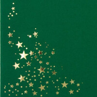 25x Briefumschläge mit Metallic Sternen - DIN Lang - Gold geprägter Sternenregen - Farbe: dunkelgrün, Nassklebung, 120 g/m² - 110 x 220 mm - ideal für Weihnachten