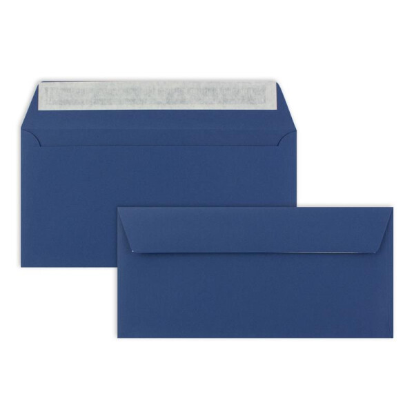 150 Brief-Umschläge DIN Lang - Dunkel-Blau / Nachtblau - 110 g/m² - 11 x 22 cm - sehr formstabil - Haftklebung - Qualitätsmarke: FarbenFroh by GUSTAV NEUSER