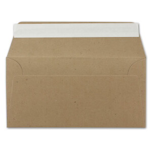 500x Kraftpapier Umschläge DIN Lang - Braun ÖKO - Haftklebung selbstklebend 11 x 22 cm - 120 g/m² Briefumschläge ohne Fenster aus Recycling Papier - von NEUSER PAPIER