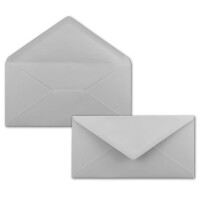 150 Brief-Umschläge Hell-Grau DIN Lang - 110 x 220 mm (11 x 22 cm) - Nassklebung ohne Fenster - Ideal für Einladungs-Karten - Serie FarbenFroh