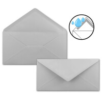 150 Brief-Umschläge Hell-Grau DIN Lang - 110 x 220 mm (11 x 22 cm) - Nassklebung ohne Fenster - Ideal für Einladungs-Karten - Serie FarbenFroh