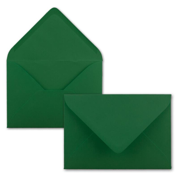 500x Brief-Umschläge Format B6 - Dunkel-Grün- 12 x 17,5 cm - Nassklebung mit spitzer Klappe - 110 g/m² - Einladungs-Kuverts