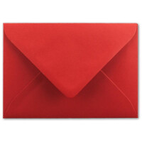 75x Brief-Umschläge Format B6 - leuchtendes Rot- 12 x 17,5 cm - Nassklebung mit spitzer Klappe - 110 g/m² - Einladungs-Kuverts