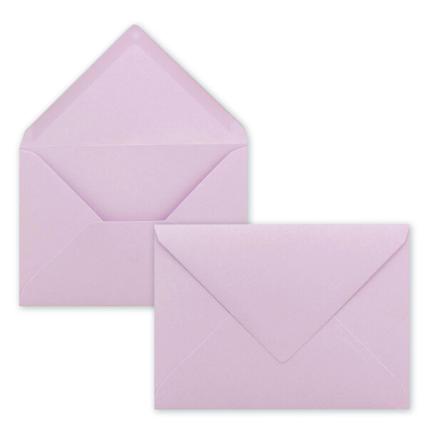 250x Brief-Umschläge Format B6 - Lila- 12 x 17,5 cm - Nassklebung mit spitzer Klappe - 110 g/m² - Einladungs-Kuverts