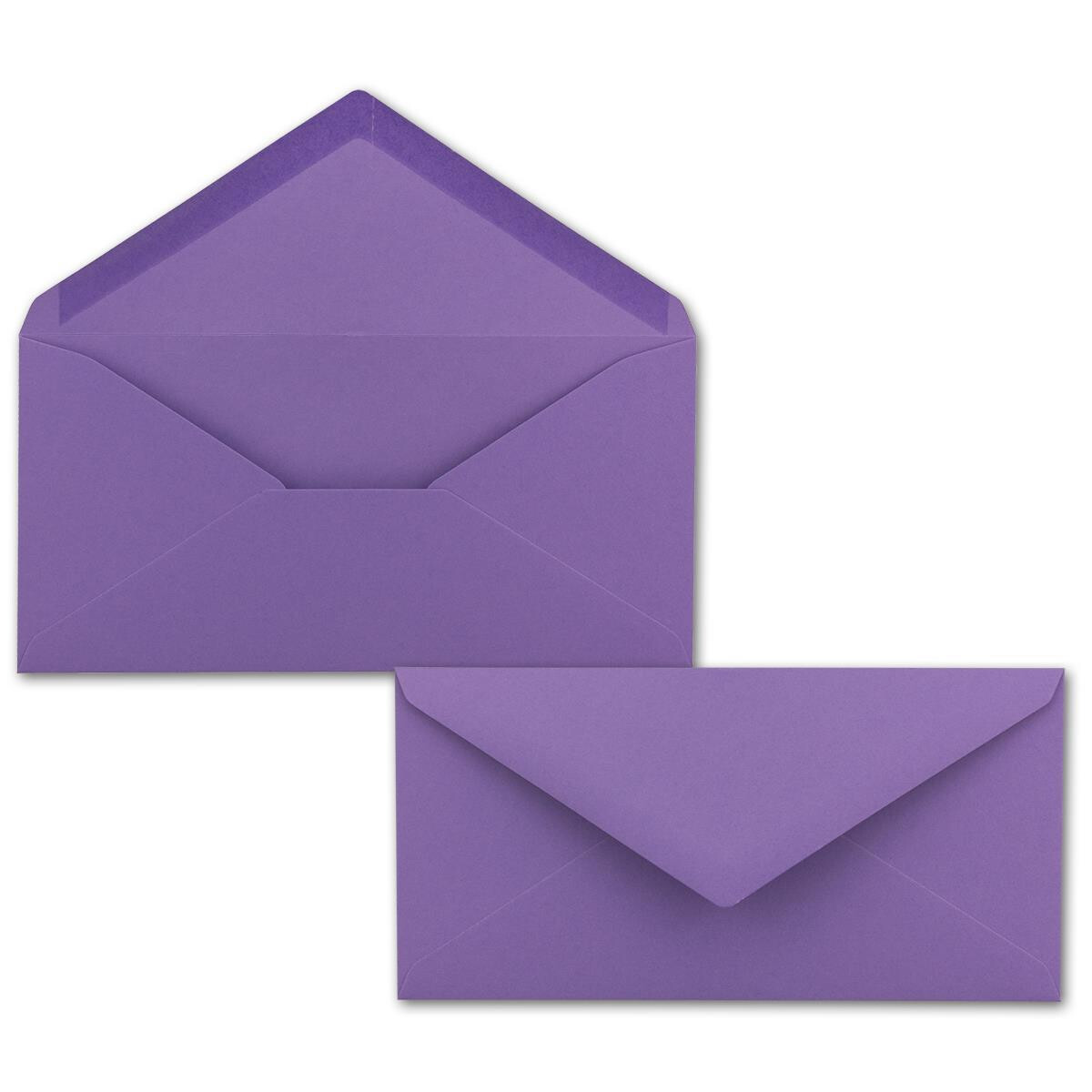 50 Brief-Umschläge Violett DIN Lang - 110 x 220 mm...
