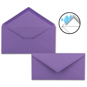 50 Brief-Umschläge Violett DIN Lang - 110 x 220 mm (11 x 22 cm) - Nassklebung ohne Fenster - Ideal für Einladungs-Karten - Serie FarbenFroh
