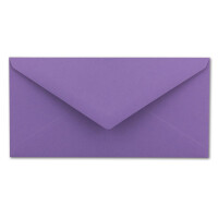 50 Brief-Umschläge Violett DIN Lang - 110 x 220 mm (11 x 22 cm) - Nassklebung ohne Fenster - Ideal für Einladungs-Karten - Serie FarbenFroh
