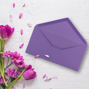 100 Brief-Umschläge Violett DIN Lang - 110 x 220 mm (11 x 22 cm) - Nassklebung ohne Fenster - Ideal für Einladungs-Karten - Serie FarbenFroh