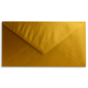 200 Brief-Umschläge Gold Metallic DIN Lang - 110 x 220 mm (11 x 22 cm) - Nassklebung ohne Fenster - Ideal für Einladungs-Karten - Serie FarbenFroh