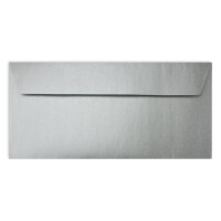 300 Silber-Metallic Brief-Umschläge DIN Lang - 11 x 22 cm - Haftklebung - glänzende Kuverts für große Einladungen und Karten, Hochzeit & Weihnachten
