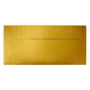 300 Gold-Metallic Brief-Umschläge DIN Lang - 11 x 22 cm - Haftklebung - glänzende Kuverts für große Einladungen und Karten, Hochzeit & Weihnachten