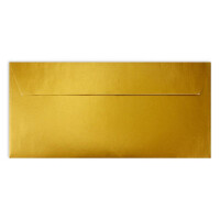 500 Gold-Metallic Brief-Umschläge DIN Lang - 11 x 22 cm - Haftklebung - glänzende Kuverts für große Einladungen und Karten, Hochzeit & Weihnachten