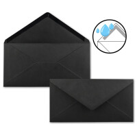 200 Brief-Umschläge Schwarz DIN Lang - 110 x 220 mm (11 x 22 cm) - Nassklebung ohne Fenster - Ideal für Einladungs-Karten - Serie FarbenFroh
