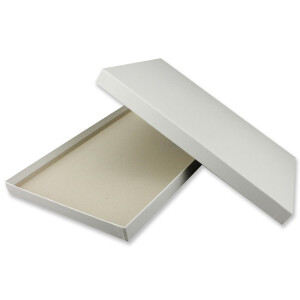 1x DIN A4 - Hochwertige Geschenk- und Aufbewahrungsbox - 30,2 x 21,3 x 2,1 cm - Weiss - stabiler 650 g/m² Karton