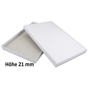 1x DIN A4 - Hochwertige Geschenk- und Aufbewahrungsbox - 30,2 x 21,3 x 2,1 cm - Weiss - stabiler 650 g/m² Karton