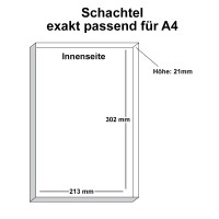 1x DIN A4 - Hochwertige Geschenk- und Aufbewahrungsbox - 30,2 x 21,3 x 2,1 cm - Weiss - stabiler 650 g/m² Karton
