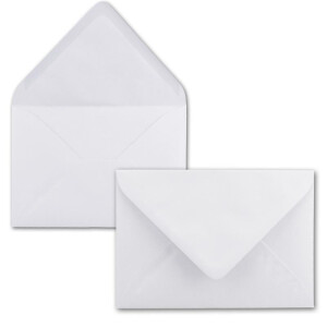 25x Brief-Umschläge Format B6 - Hochweiß- 12 x 17,5 cm - Nassklebung mit spitzer Klappe - 110 g/m² - Einladungs-Kuverts
