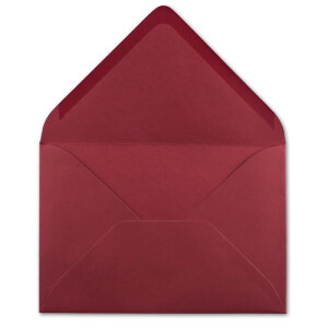 25x Brief-Umschläge Format B6 - Dunkel-Rot- 12 x 17,5 cm - Nassklebung mit spitzer Klappe - 110 g/m² - Einladungs-Kuverts