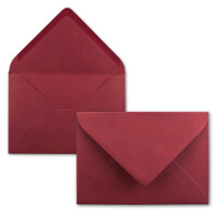 25x Brief-Umschläge Format B6 - Dunkel-Rot- 12 x 17,5 cm - Nassklebung mit spitzer Klappe - 110 g/m² - Einladungs-Kuverts
