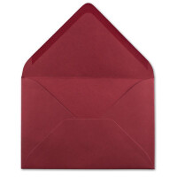 25x Brief-Umschläge Format B6 - Dunkel-Rot- 12 x 17,5 cm - Nassklebung mit spitzer Klappe - 110 g/m² - Einladungs-Kuverts