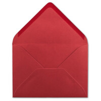 25x Brief-Umschläge Format B6 - Rosen-Rot- 12 x 17,5 cm - Nassklebung mit spitzer Klappe - 110 g/m² - Einladungs-Kuverts